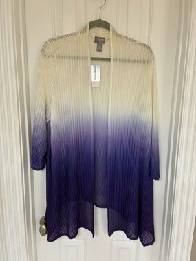 Chico's Cream to Purple Ombre Open-Front Sweater Cardigan